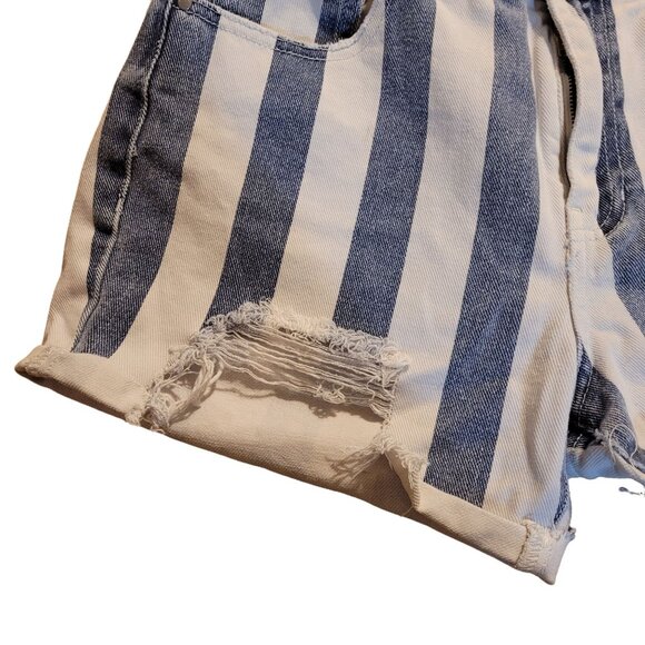 Vintage 90s PacSun Junior's Size 27 Retro Cut off Denim Shorts Mom Jean Striped - Picture 4 of 10